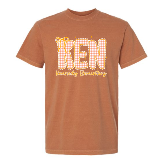 KENNEDY ELEMENTARY Rust Orange Vintage Wash Short Sleeve Tee