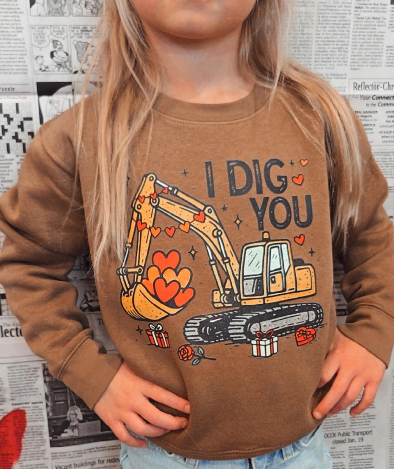 I DIG YOU Brown Crewneck Sweatshirt (TODDLER/YOUTH)