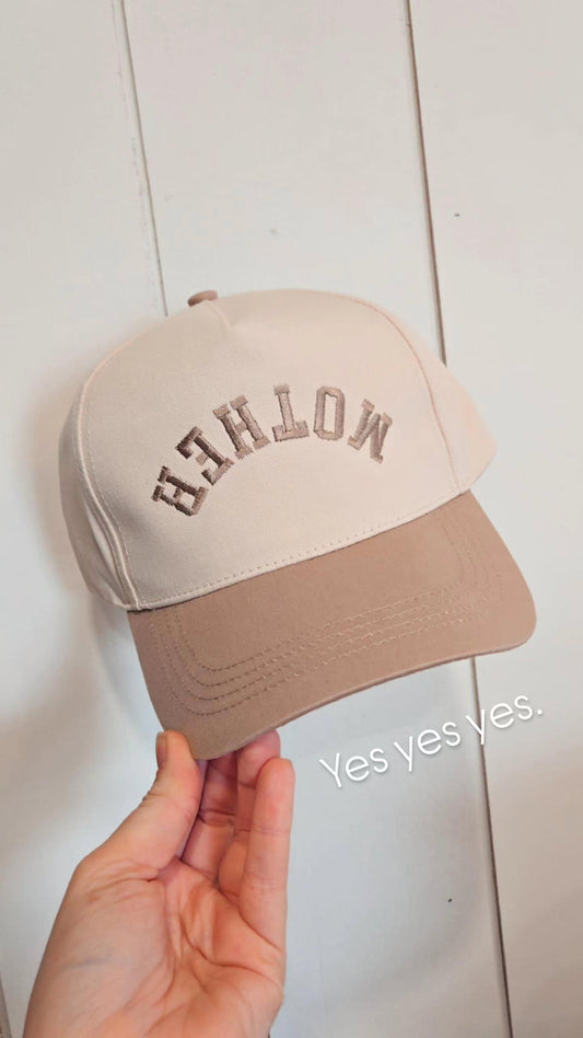 MOTHER Embroidered Mocha/Beige Trucker Hat