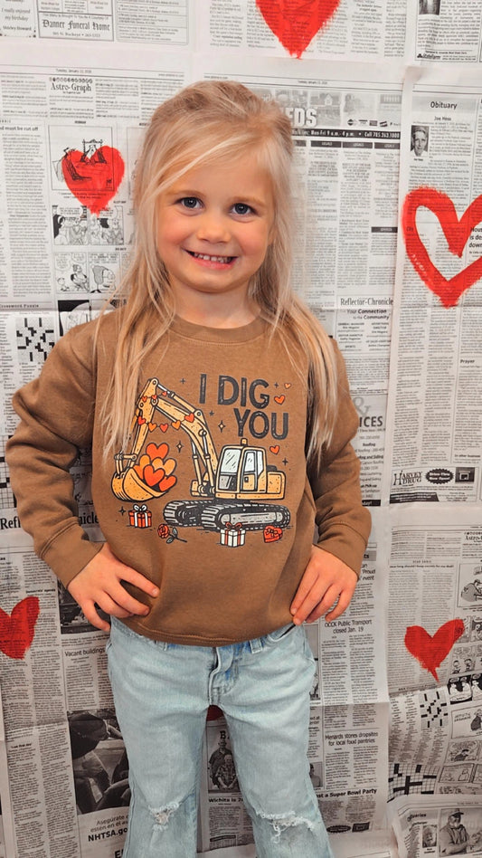 I DIG YOU Brown Crewneck Sweatshirt (TODDLER/YOUTH)