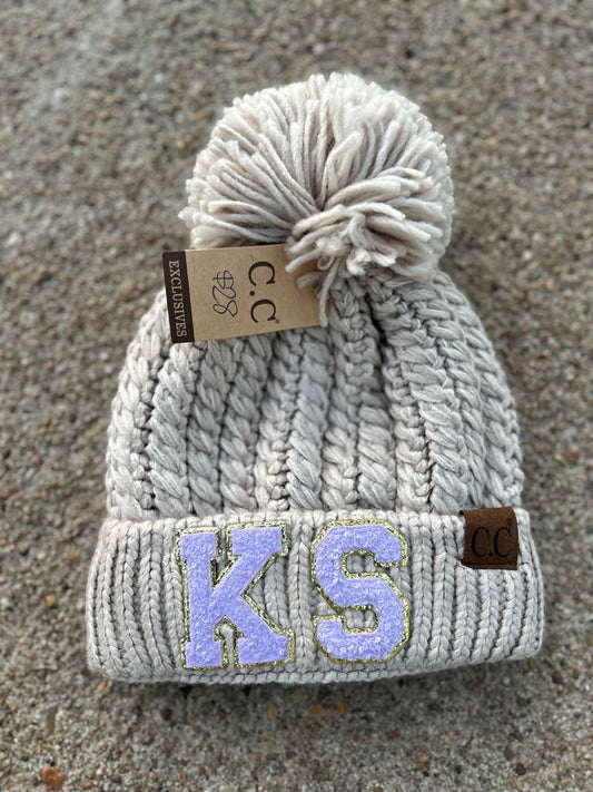 Lilac KS knit beanie CC