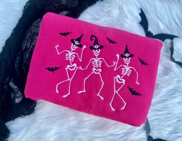DANCING SKELLIES Magenta Pink Crewneck (Pre-Order)