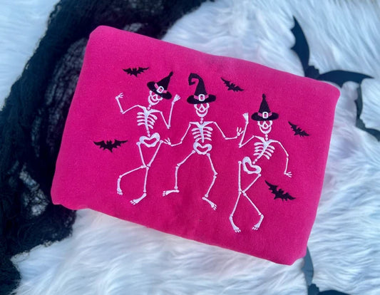 DANCING SKELLIES Magenta Pink Crewneck (Pre-Order)