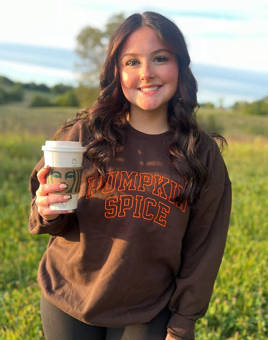 PUMPKIN SPICE Varsity Brown Crewneck (Pre-Order)