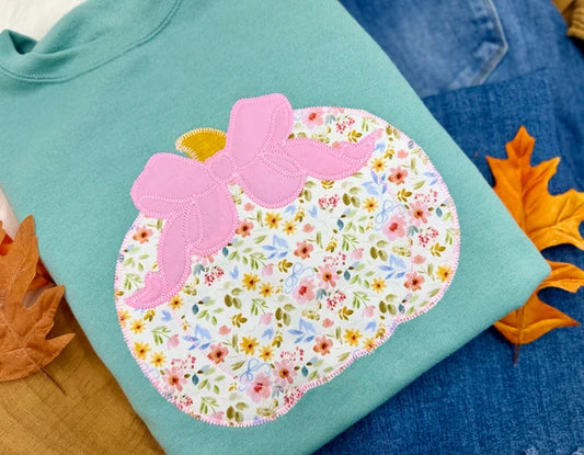 PREPPY FLORAL PUMPKIN Mint Tee/Crewneck *Pre-Order*