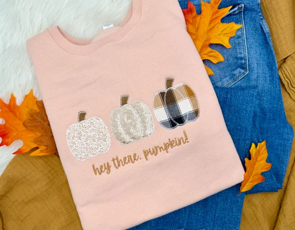 HEY THERE PUMPKIN Peach Tee/Crewneck *Pre-Order*