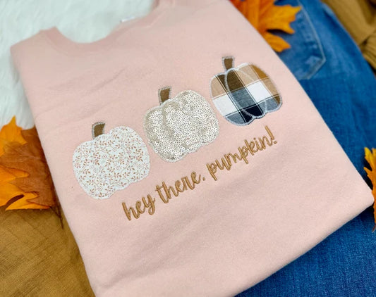 HEY THERE PUMPKIN Peach Tee/Crewneck *Pre-Order*