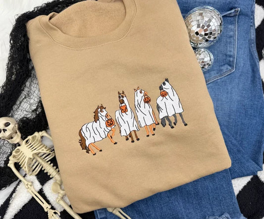 SPOOKY GHOST HORSES Sand Crewneck *Pre-Order*