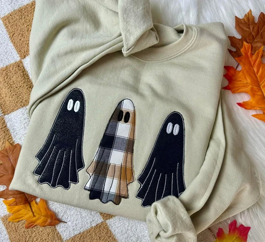 PLAID GHOST TRIO Sand Crewneck *Pre-Order*