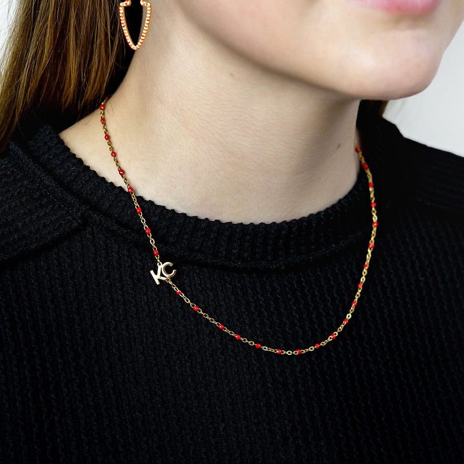 KC Red/Gold Beaded Necklace