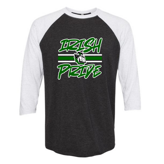 IRISH PRIDE Ash Grey/Charcoal 3/4 Sleeve Tee